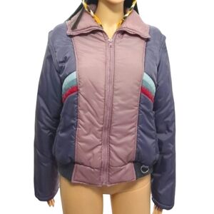 Vintage 80s Apres Sport Ski Coat Jacket & Vest Purple Grey and Pink